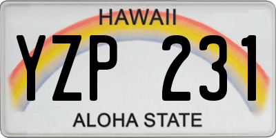 HI license plate YZP231