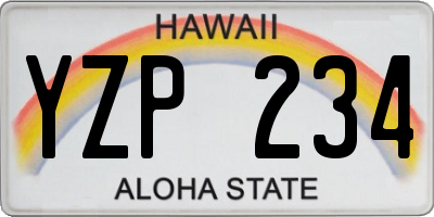 HI license plate YZP234