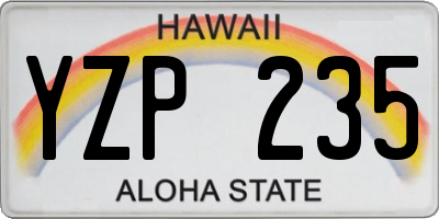 HI license plate YZP235