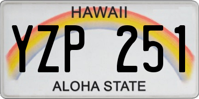 HI license plate YZP251