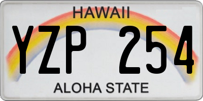 HI license plate YZP254