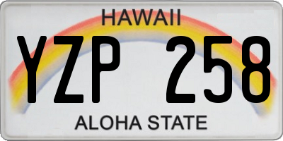 HI license plate YZP258
