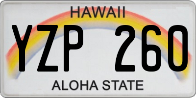 HI license plate YZP260