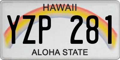 HI license plate YZP281