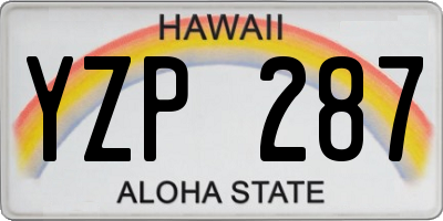HI license plate YZP287