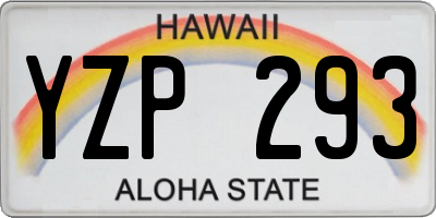 HI license plate YZP293