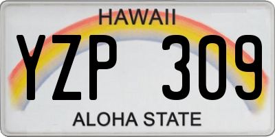 HI license plate YZP309