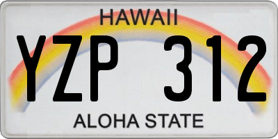 HI license plate YZP312