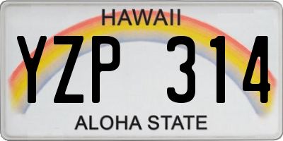 HI license plate YZP314