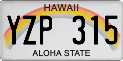 HI license plate YZP315