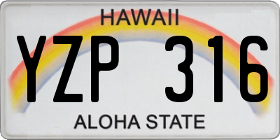 HI license plate YZP316