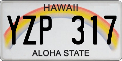 HI license plate YZP317