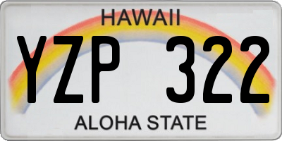 HI license plate YZP322