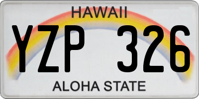 HI license plate YZP326