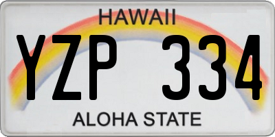 HI license plate YZP334