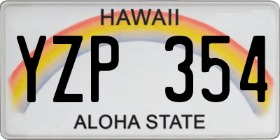 HI license plate YZP354