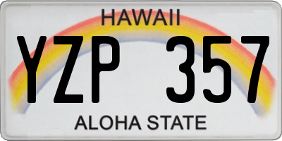 HI license plate YZP357