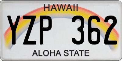 HI license plate YZP362