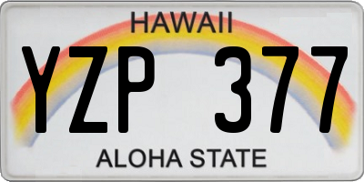 HI license plate YZP377