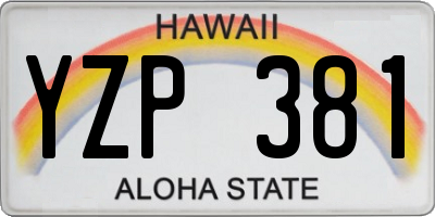HI license plate YZP381