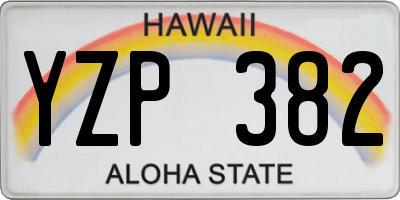 HI license plate YZP382