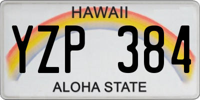 HI license plate YZP384