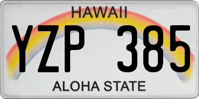 HI license plate YZP385