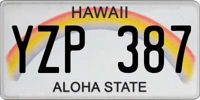 HI license plate YZP387