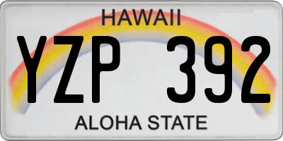 HI license plate YZP392