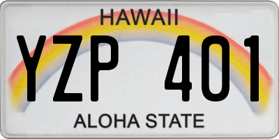 HI license plate YZP401