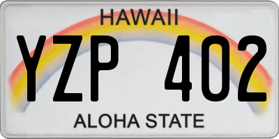 HI license plate YZP402