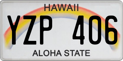 HI license plate YZP406