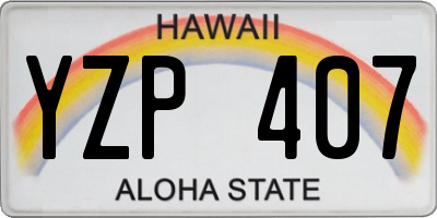 HI license plate YZP407