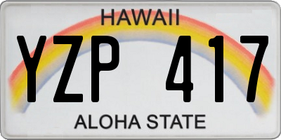 HI license plate YZP417