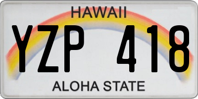 HI license plate YZP418