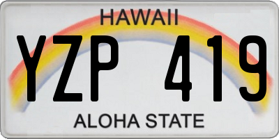 HI license plate YZP419