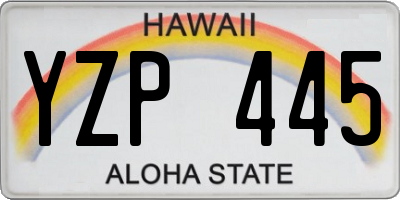 HI license plate YZP445