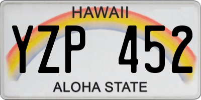 HI license plate YZP452