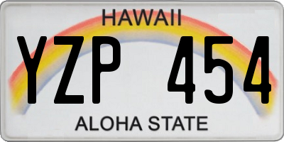 HI license plate YZP454