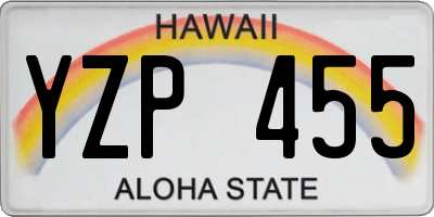 HI license plate YZP455