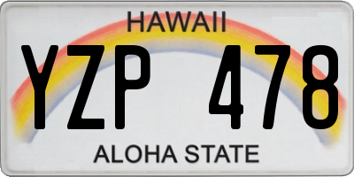 HI license plate YZP478