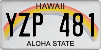 HI license plate YZP481