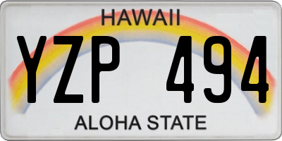 HI license plate YZP494