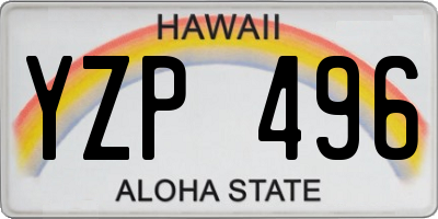 HI license plate YZP496