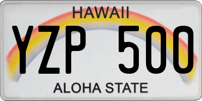 HI license plate YZP500