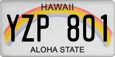 HI license plate YZP801