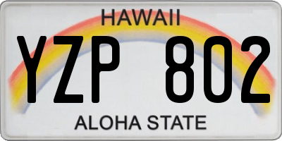HI license plate YZP802