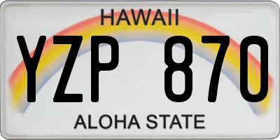 HI license plate YZP870