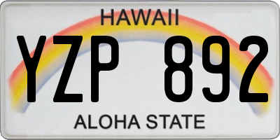 HI license plate YZP892