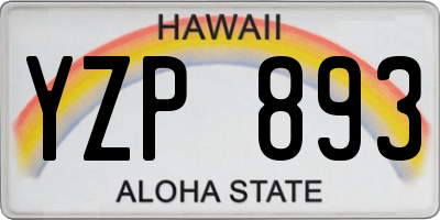 HI license plate YZP893